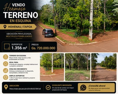 Exclusivo Terreno En Esquina En Venta – Hohenau.