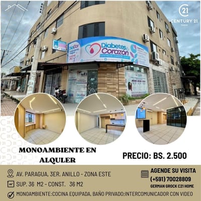 EN EXCELENTE UBICACION, COMODO MONOAMBIENTE EN ALQUILER;ZONA HOSPITAL JAPONES