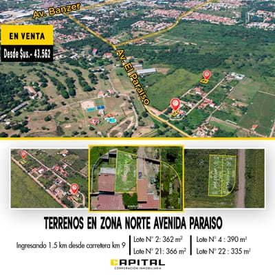 TERRENOS EN VENTA ZONA NORTE SANTA CRUZ