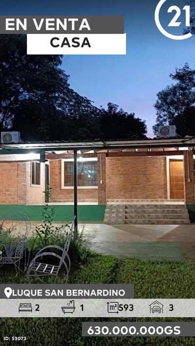 Casa en venta en Luque con quincho, 593 m² de terreno y 219 m² de construcción