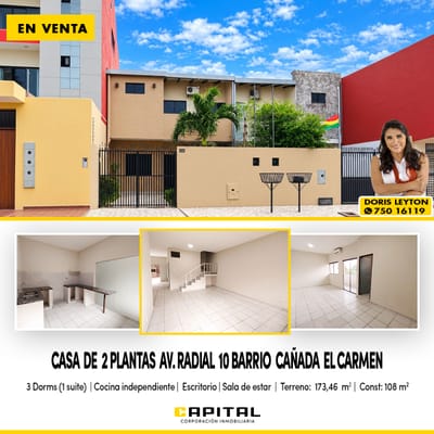 Vendo casa de 2 plantas, zona Radial 10 dentro 5to anillo