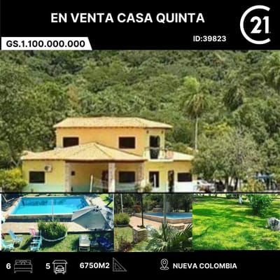 En Venta Hermosa Casa Quinta sobre asfaltado en Nueva Colombia Boqueron