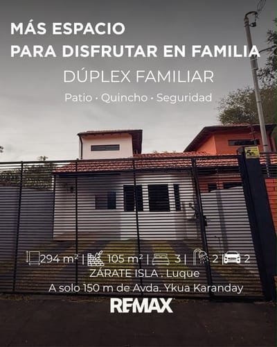 ????✨ DÚPLEX EN VENTA – ZÁRATE ISLA, LUQUE ✨????