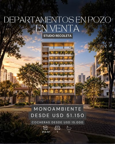 En Venta Departamentos en pozo en Recoleta-STUDIO RECOLETA