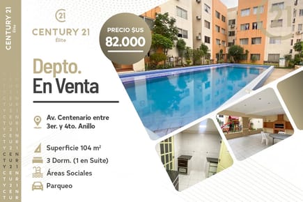 Departamento en venta av. centenario 3er y 4to anillo