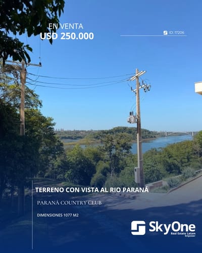 Vendo Terreno en el Parana Country Club con Vista al Rio Parana