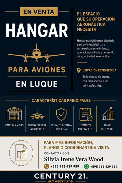 EN VENTA HANGAR PARA AVIONES LUQUE – PARAGUAY