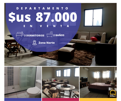 DEPARTAMENTO EN VENTA DE 3 DORMITORIOS CON PARQUEO Y BAULERA INCLUIDOS