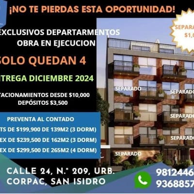 EXCLUSIVO EDF DE  DPTOS ENTREGA DICIEMBRE PRECIOS DE PREVENTA