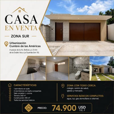 Casa a Estrenar en VENTA o ALQUILER Doble Vía La Guardia Km. 15