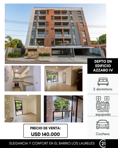 VENDO DEPARTAMENTO DE 2 HABITACIONES  EN EL EDIFICIO AZZARO IV 