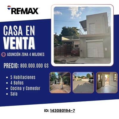 EN VENTA CASA EN ASUNCIÓN, BARRIO SAN PABLO
