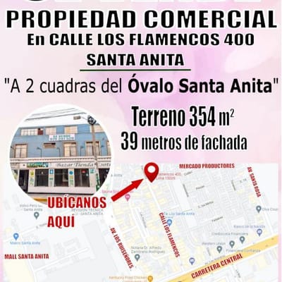 PROPIEDAD COMERCIAL EN CALLE PRINCIPAL A  CDRAS OV STA ANITA M FACHADA L
