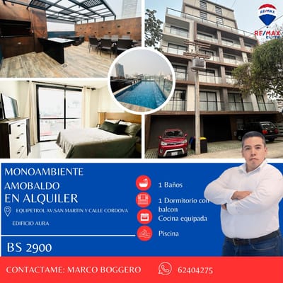 Monoambiente de Lujo Amoblado en Condominio Aura – ¡Tu Nuevo Espacio!"