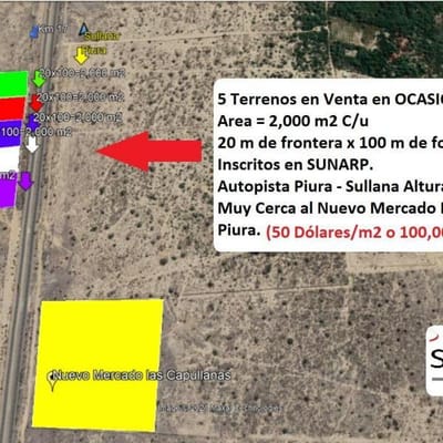 OCASIÓN VENTA DE TERRENO CON FRONTERA A CARRETERA PIURA SULLANA