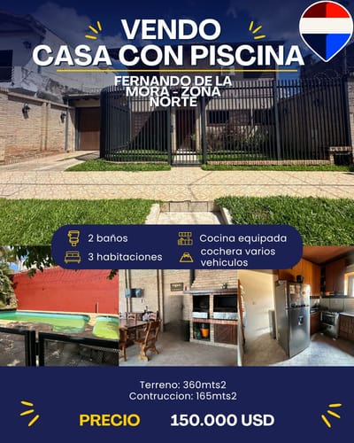 VENDO HERMOSA CASA EN FERNANDO DE LA MORA 