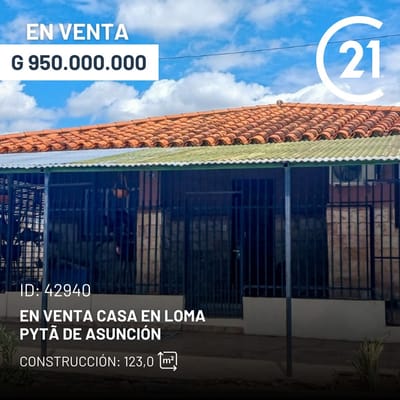 VENDO CASA DE 3 HABITACIONES EN LOMA PYTA 