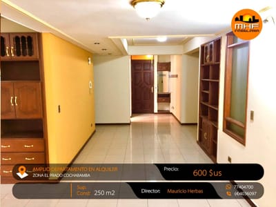 AMPLIO DEPARTAMENTO PARA OFICINAS O VIVIENDA ZONA PRADO COCHABAMBA