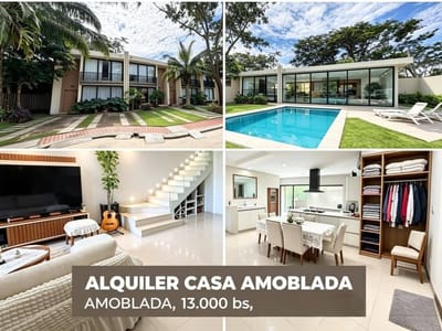 EN URUBO, CASA AMOBLADA EN COND. EN ALQUILER A SOLO BS 13.000