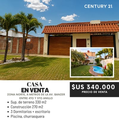 Oportunidad única! Hermosa Casa En Venta -zona Norte Av. Banzer