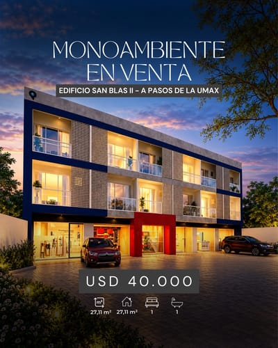 Vendo Dpto. Monoambiente a pasos de la UMAX  Edificio San Blas II 