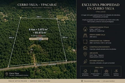 Vendo Propiedad de 8 hectáreas en Ypacarai ideal para Turismo/ Hospedaje 