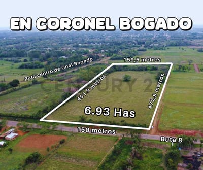 Hectareas sobre Ruta para loteamiento Ruta 8 , Coronel Bogado, Itapúa 