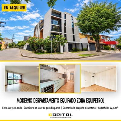 Departamento en alquiler de 2 dormitorios en equipetrol