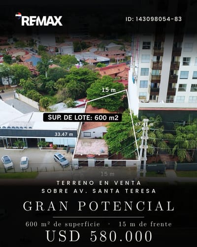 TERRENO EN VENTA CON GRAN POTENCIAL ???? AV. Santa Teresa c/ Austria