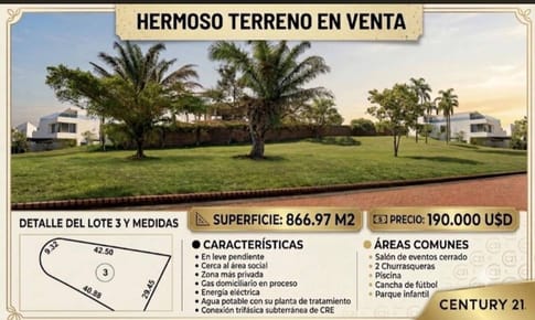 HERMOSO TERRENO EN VENTA urubo