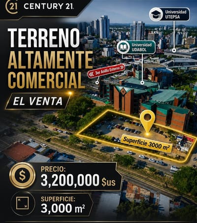 TERRENO COMERCIAL ZONA 3ER ANILLO Y RADIAL 23 
