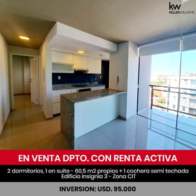 VENDO DEPARTAMENTO DE 2 HABITACIONES EN INSIGNIA 3 CON RENTA ACTIVA‼️