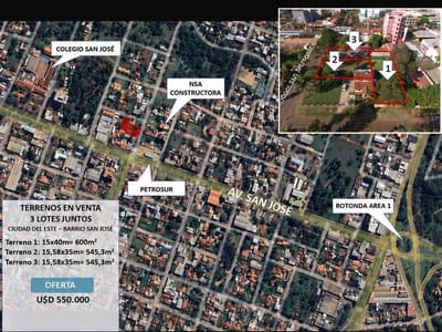 TRES TERRENOS JUNTOS EN CIUDAD DEL ESTE 
