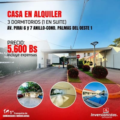 CONDOMINIO PALMA OESTE CASA ALQUILER