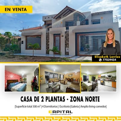 Casa de 2 plantas en venta en la zona norte entre 6to y 7mo anillo