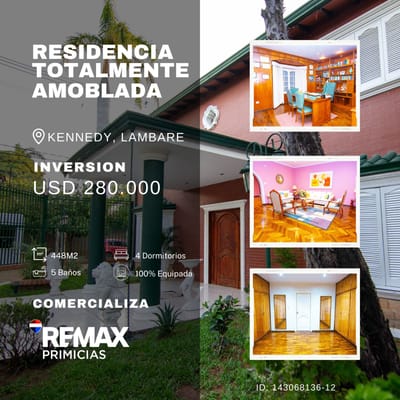 VENDO RESIDENCIA TOTALMENTE AMOBLADA EN ESQUINA BARRIO KENNEDY, LAMBARE