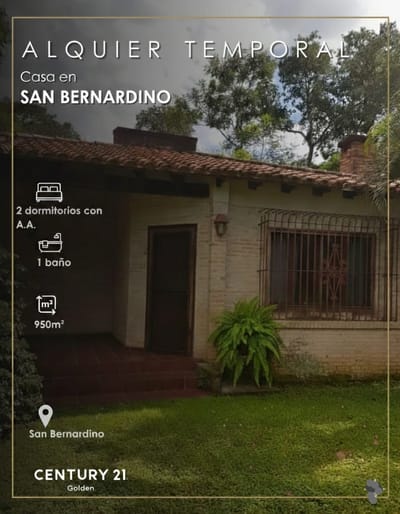 Alquiler temporal en San Bernardino,sobre la doble avenida Mbocaja