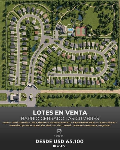 LOTES EN VENTA - BARRIO CERRADO LAS CUMBRES (PAPALO RESORT) - ALTOS