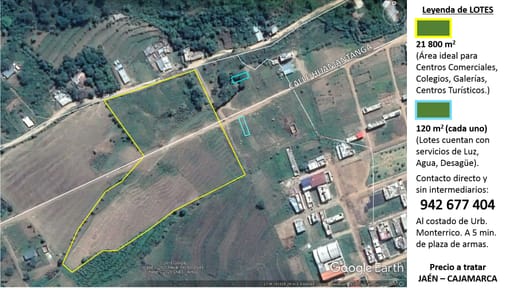 Venta de Lotes residenciales y comerciales en Jaén - Urb. Monterrico