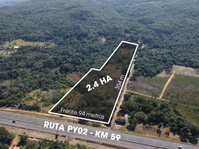 Vendo 2,4 Hectareas Sobre Ruta En Caacupe