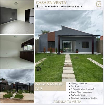 Casa en Venta a estrenar  Zona Norte Urbanización Juan Pablo II