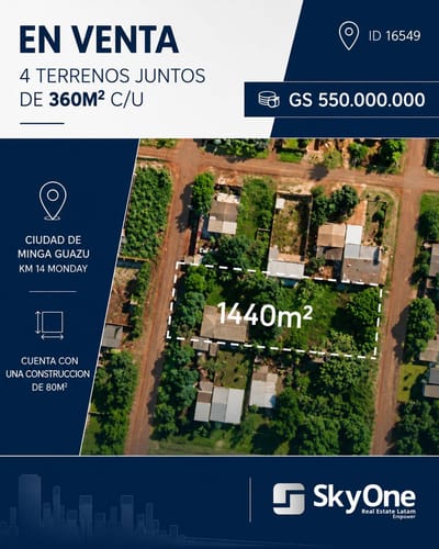 VENDO 4 TERRENOS EN MINGA GUAZU! KM.14 MONDAY