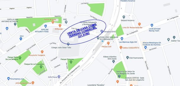 Terreno comercial frente al parque SJL