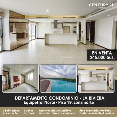 DEPARTAMENTO EN VENTA - LA RIVIERA (EQUIPETROL)