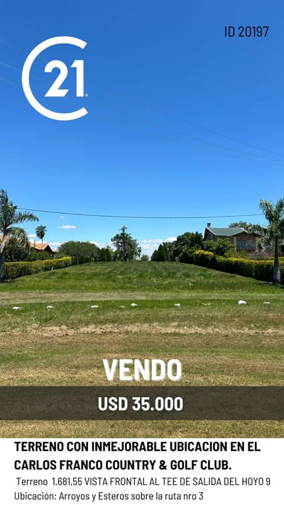 VENDO TERRENO EN CARLOS FRANCO COUNTRY CLUB