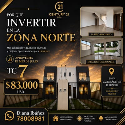 CASAS EN VENTA – ZONA NORTE, VALLE SÁNCHEZ 