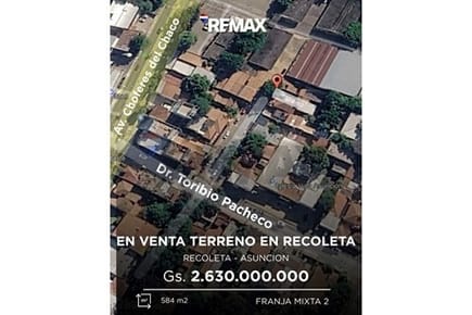 Terreno en venta sobre Pacheco, Bo Recoleta, Asunción 
