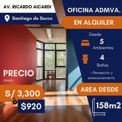 OFICINA 1ER PISO 158m² – Santiago de Surco