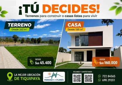 Venta De Terrenos En Tiquipaya - Con Opciones De Pago