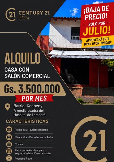 ???????? ALQUILER – CASA CON SALÓN COMERCIAL EN BARRIO KENNEDY LAMBARE 